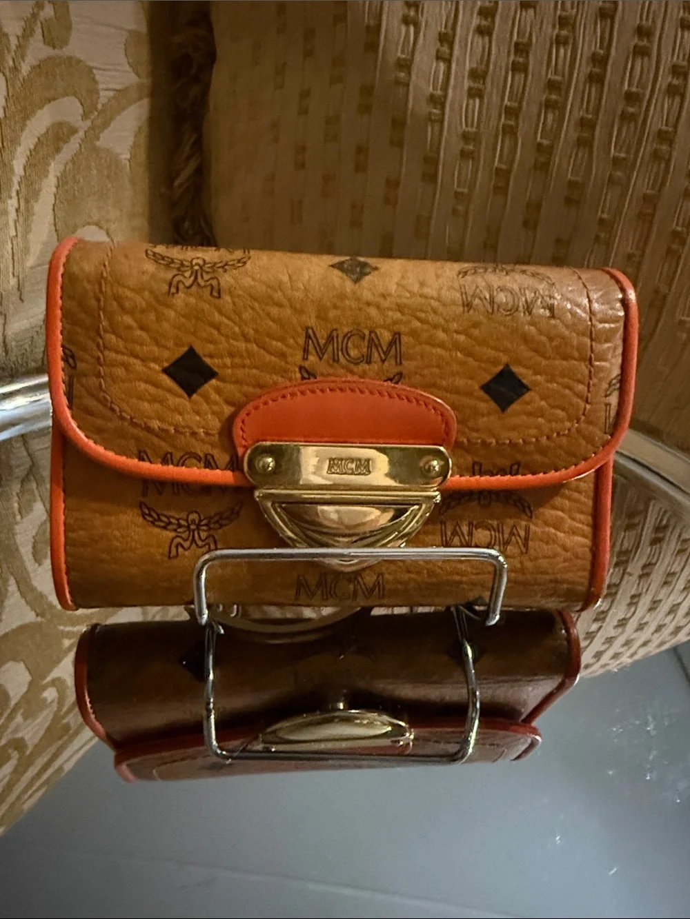 MCM Visetos Flap Wallet with Push-Lock Clasp preowned